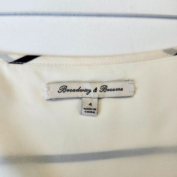 Broadway & Broome Ivory 100 % Silk Striped Dress Size 4 - Chic 2025 Trend - Picture 6 of 13